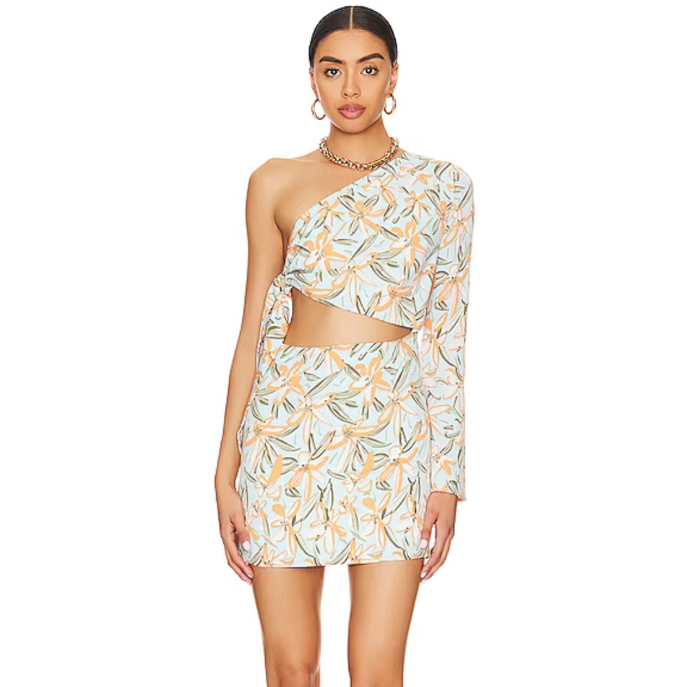 Revolve Superdown Essie One Shoulder Dress in Blue Multi